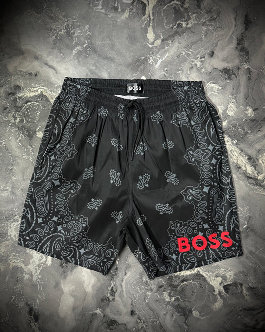 PANTALÓNETA PLAYERA BOSS GRIS LETRA ROJA