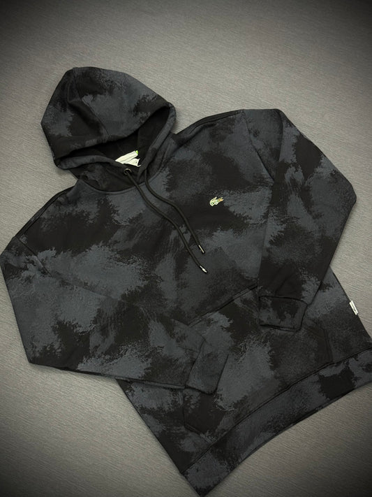 BUZO LACOSTE NEGRO GRIS VETEADO