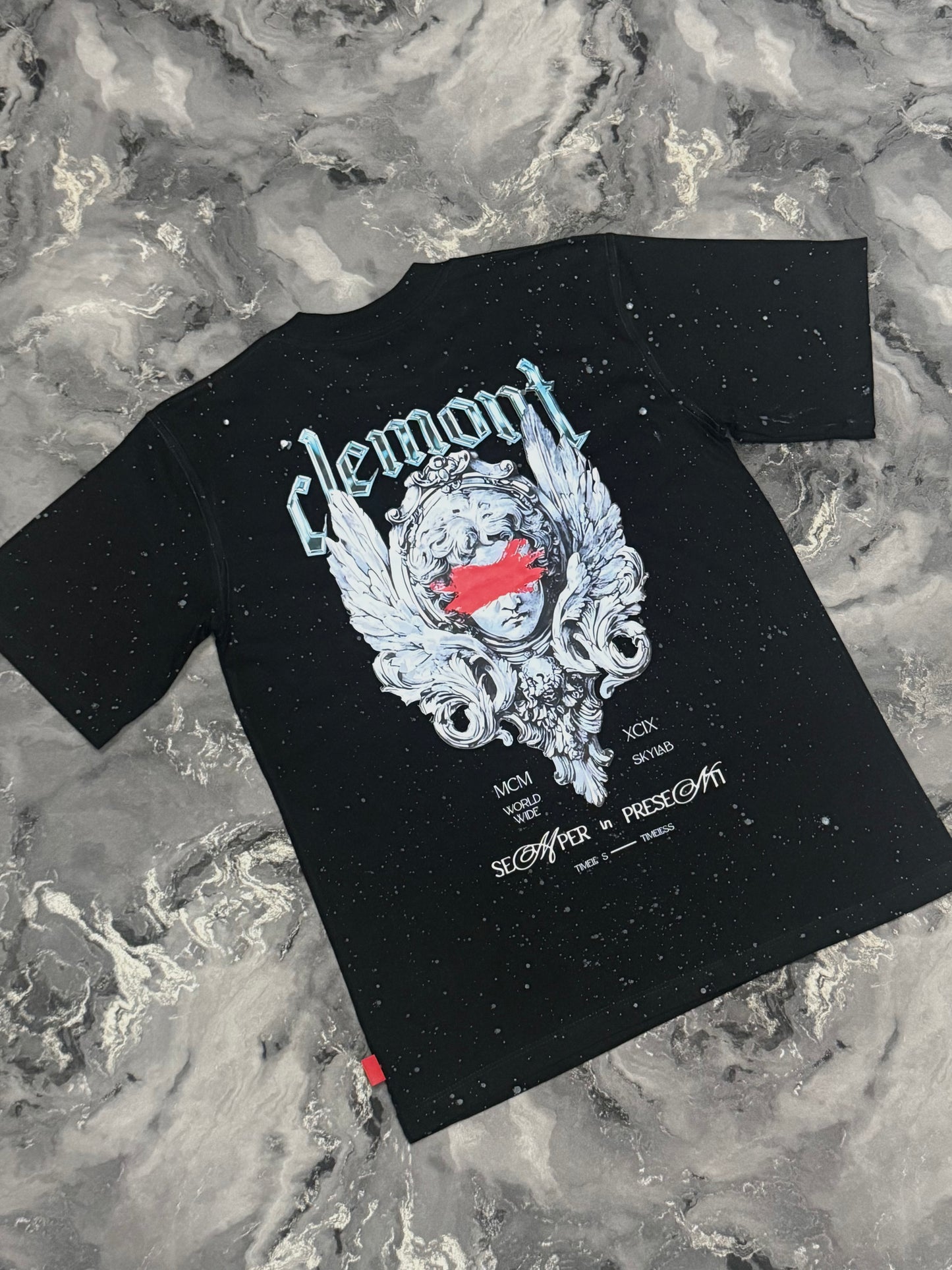 CAMISETA CLEMONT NEGRA PINTADA