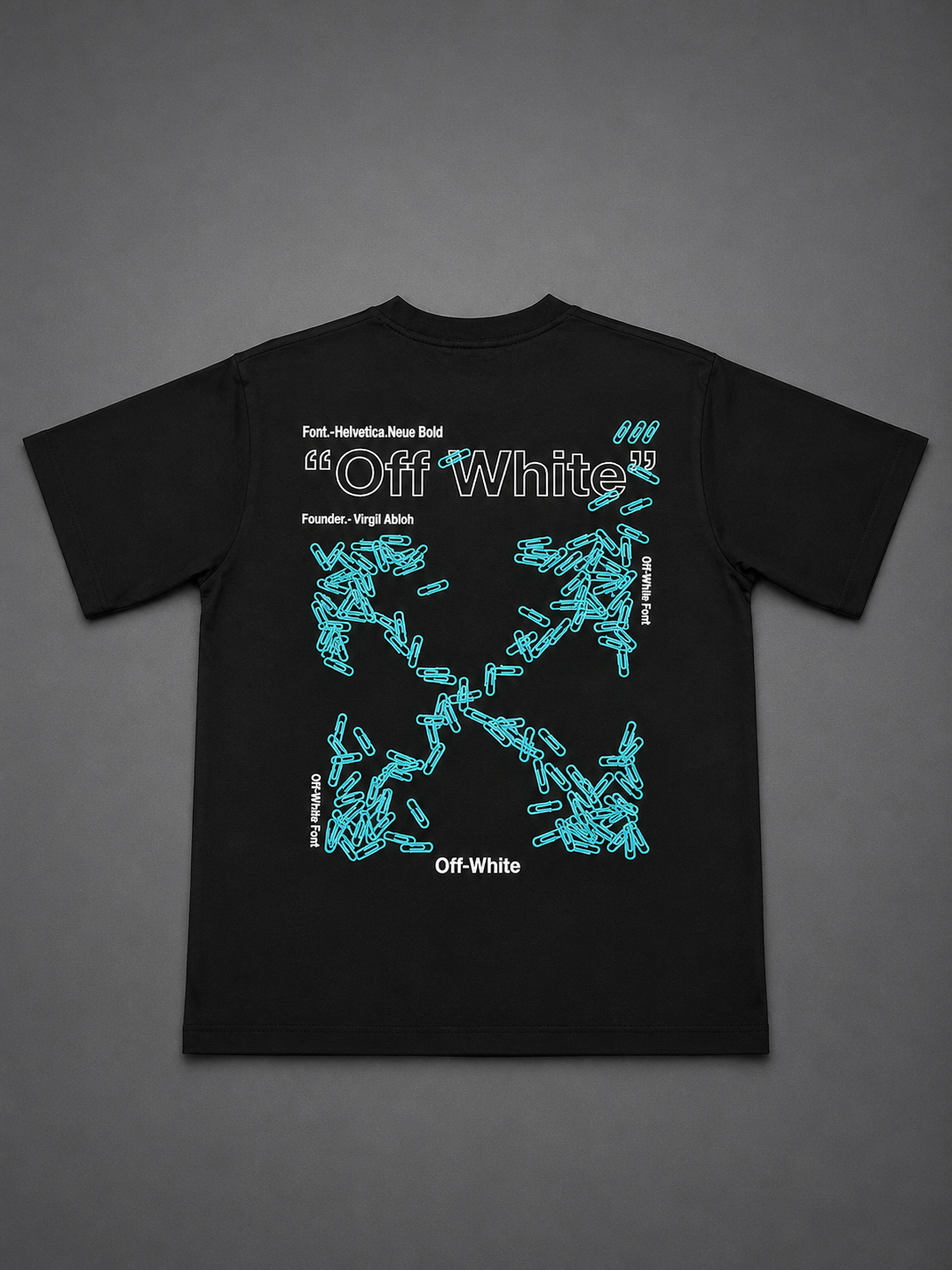 CAMISETA TURCA OFF WHITE NEGRA AZUL