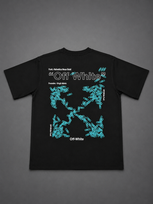 CAMISETA TURCA OFF WHITE NEGRA AZUL