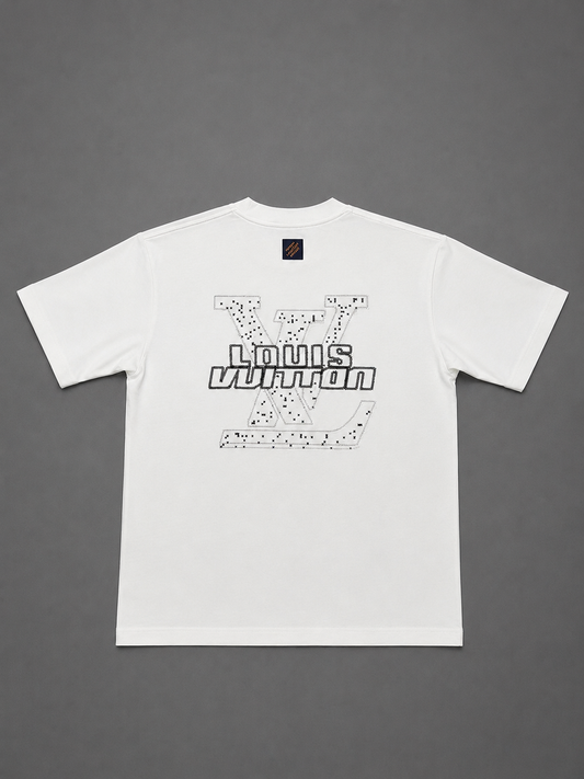 CAMISETA TURCA LOUIS VUITTON BLANCA LOGO NEGRO