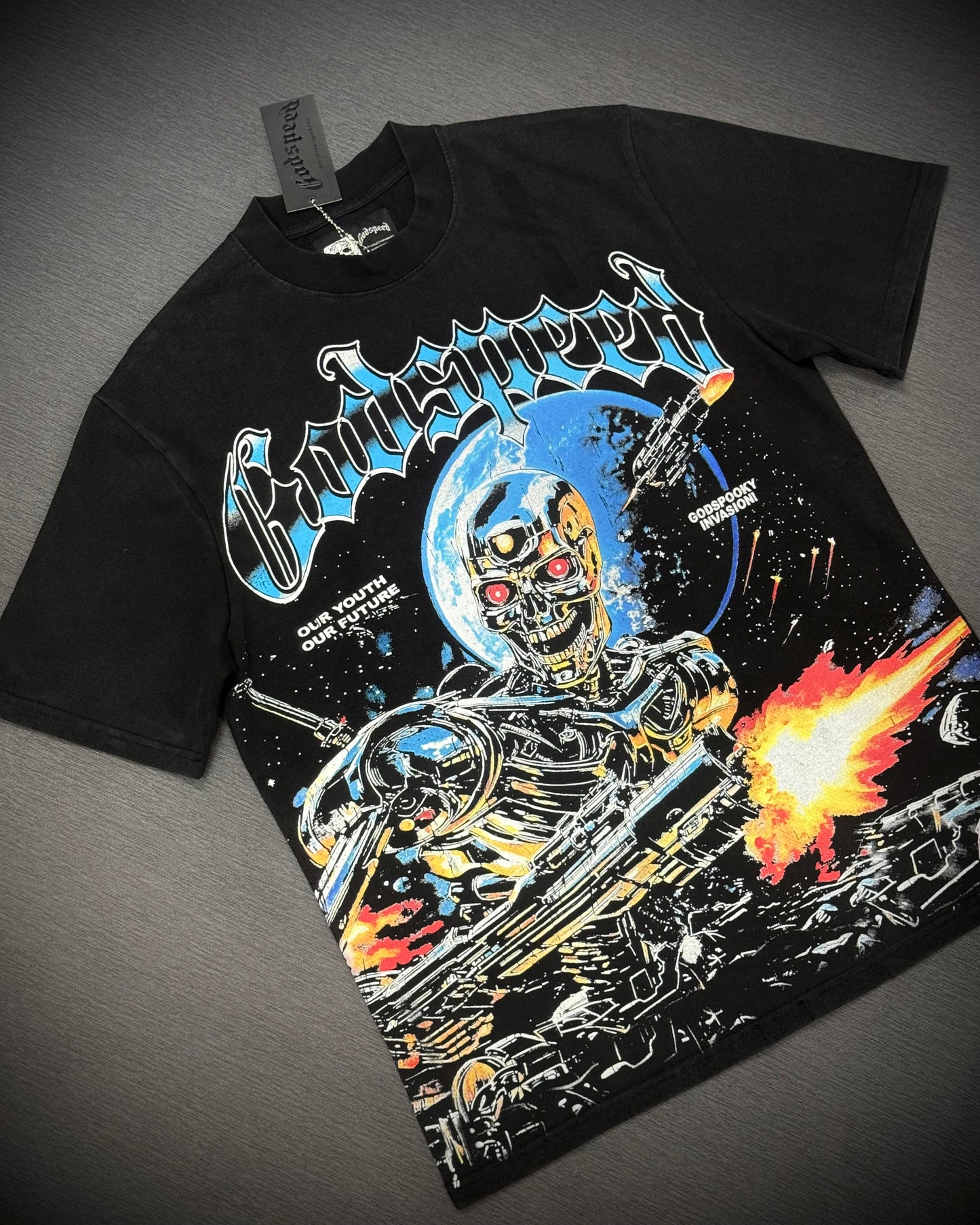 CAMISETA GODSPEED NEGRA AZUL