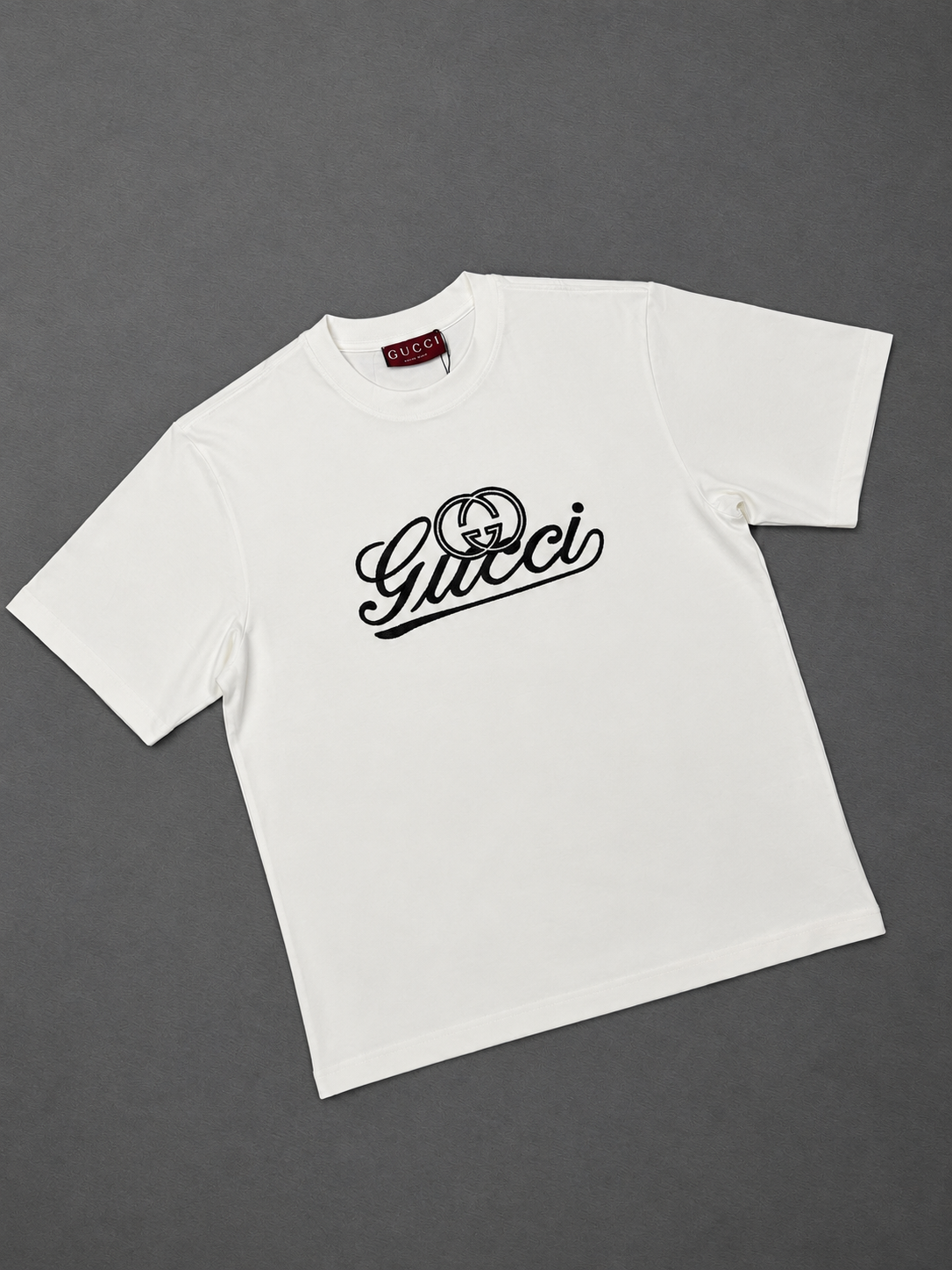CAMISETA TURCA GUCCI BLANCA LOGO NEGRO