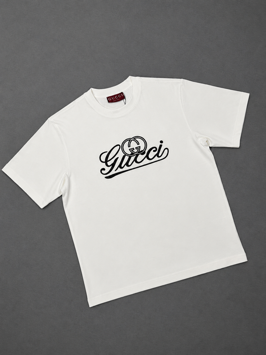 CAMISETA TURCA GUCCI BLANCA LOGO NEGRO