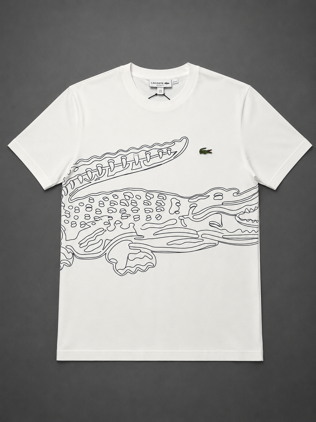 CAMISETA LACOSTE BLANCO LOGO NEGRO