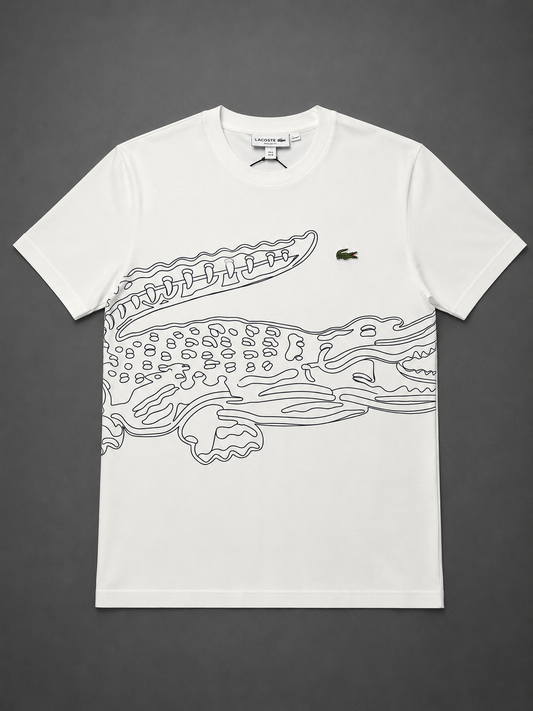 CAMISETA LACOSTE BLANCO LOGO NEGRO