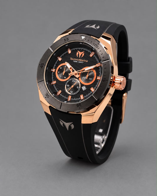 RELOJ TECHNOMARINE ORO ROSA MANILLA NEGRA