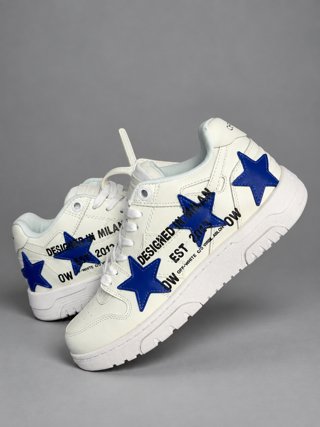 ZAPATOS TURCOS OFF WHITE ESTRELLAS AZULES