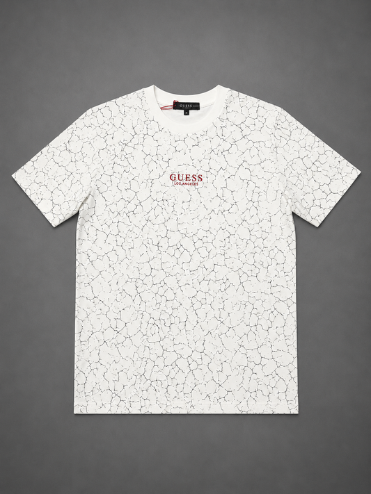 CAMISETA GUESS BLANCO LOGO ROJO