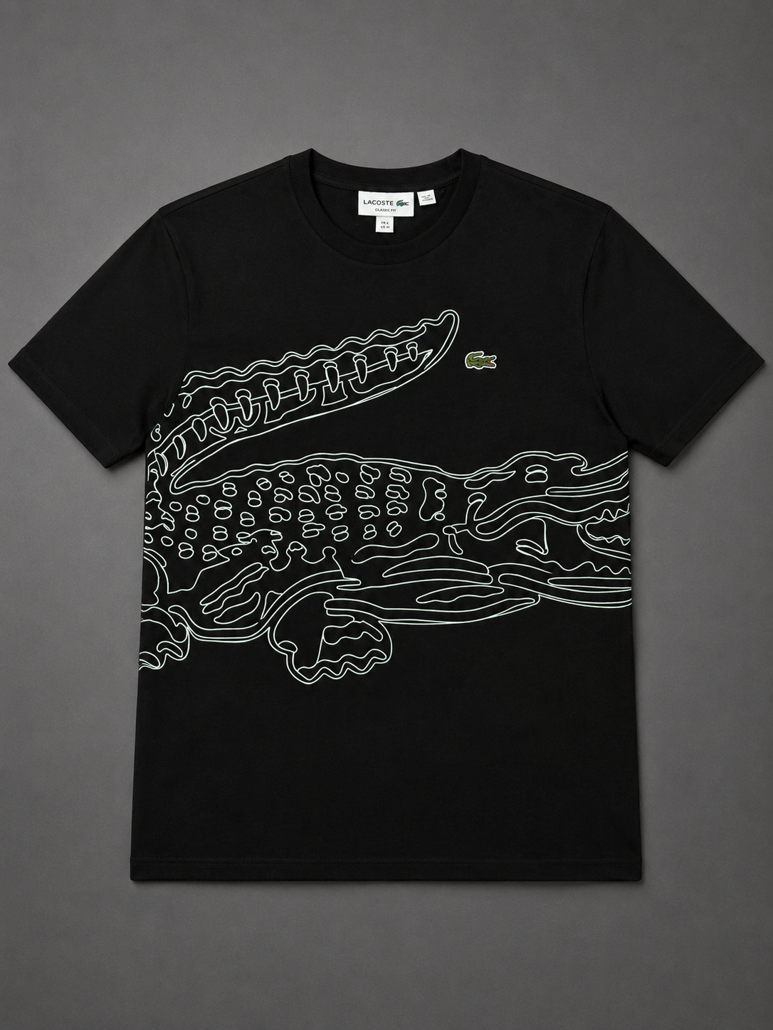CAMISETA LACOSTE NEGRA LOGO BLANCO