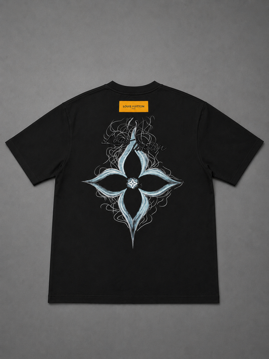 CAMISETA TURCA LOUIS VUITTON NEGRA LOGO AZUL