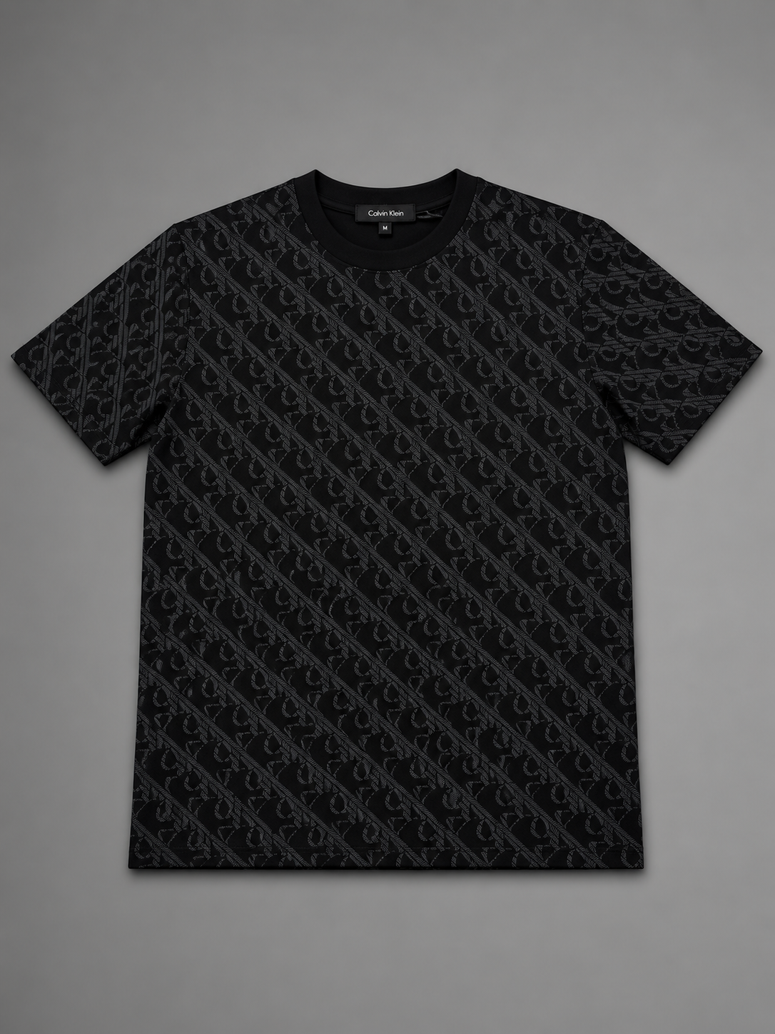 CAMISETA NEGRA CALVIN KLEIN LOGO GRIS