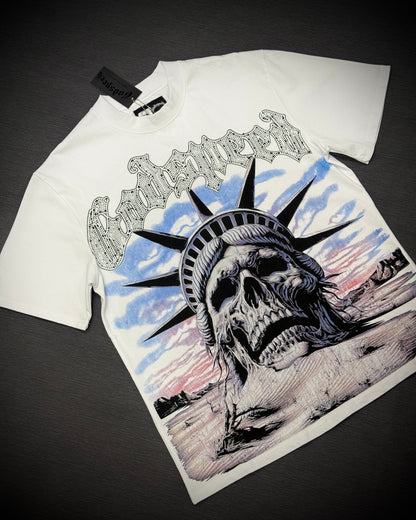 CAMISETA GODSPEED ESTATUA LIBERTAD BLANCA