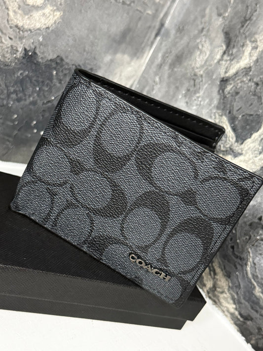 BILLETERA COACH NEGRA LOGO GRIS