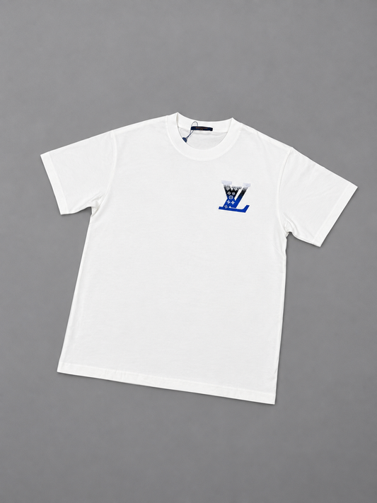 CAMISETA TURCA LOUIS VUITTON BLANCA LOGO AZUL