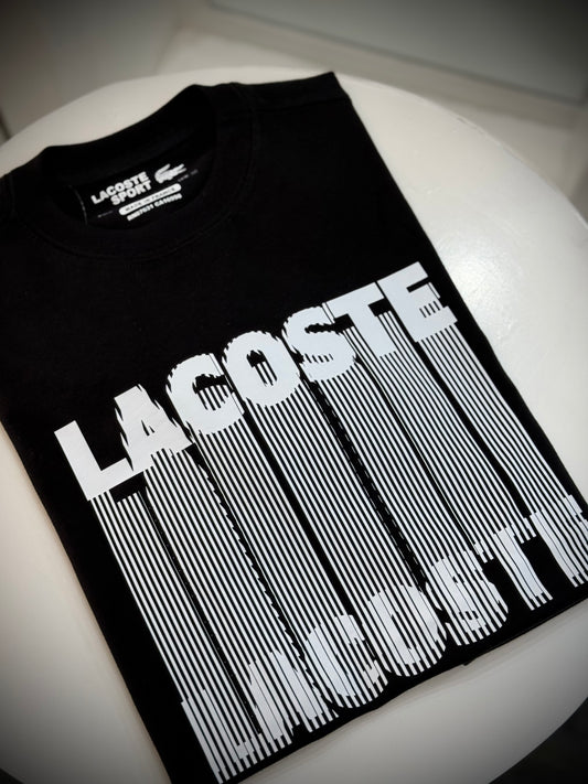CAMISETA LACOSTE NEGRA LINEAL