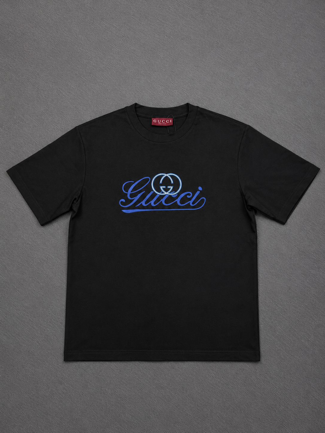 CAMISETA TURCA GUCCI NEGRA LOGO AZUL