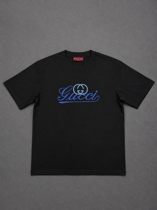 CAMISETA TURCA GUCCI NEGRA LOGO AZUL
