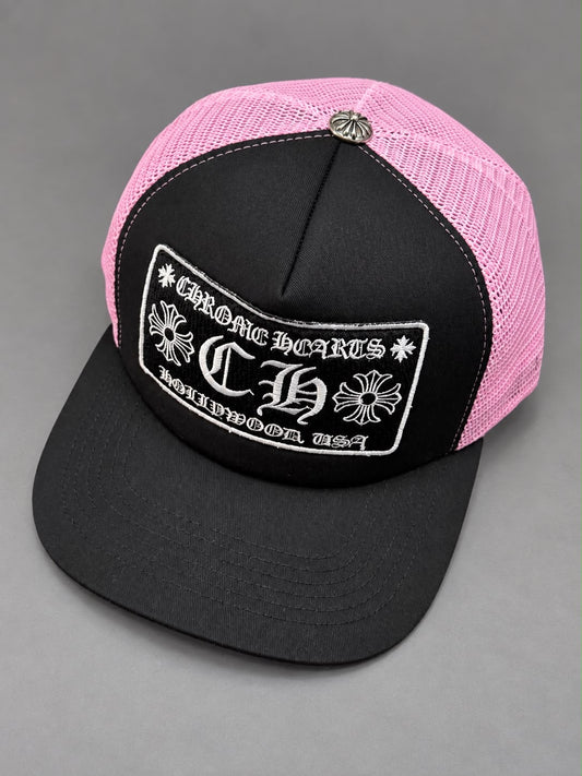 GORRA CHROME HEARTS NEGRO CON ROSADO