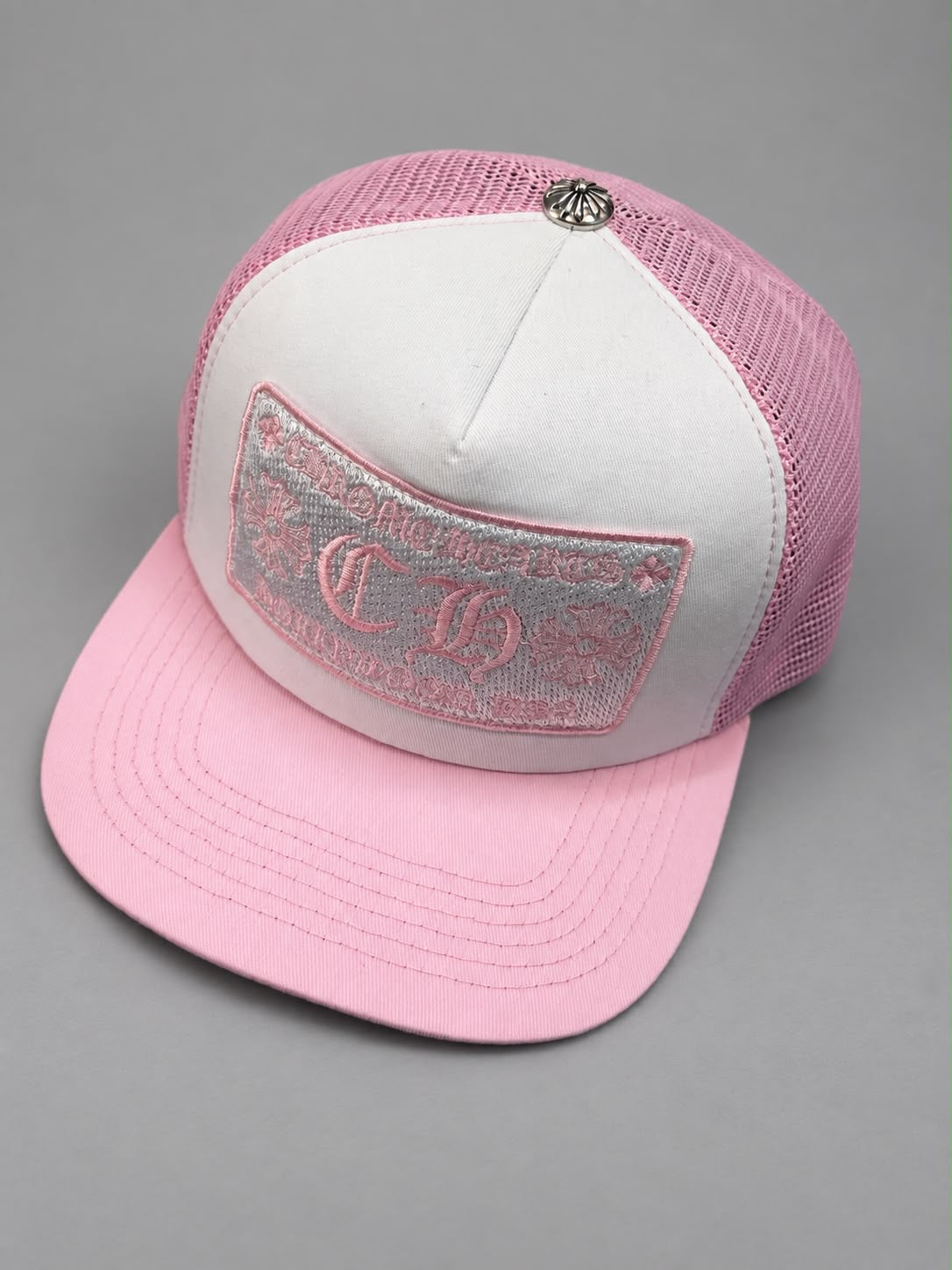 GORRA CHROME HEARTS BLANCO CON ROSADO