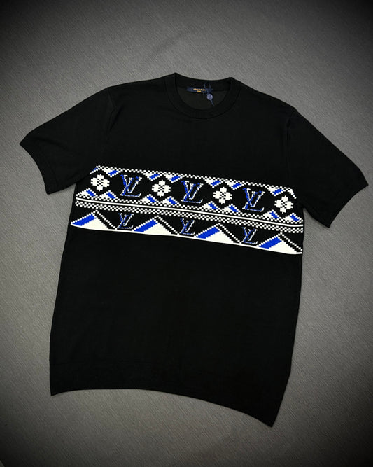 CAMISETA TURCA TEJIDA LV NEGRA AZUL