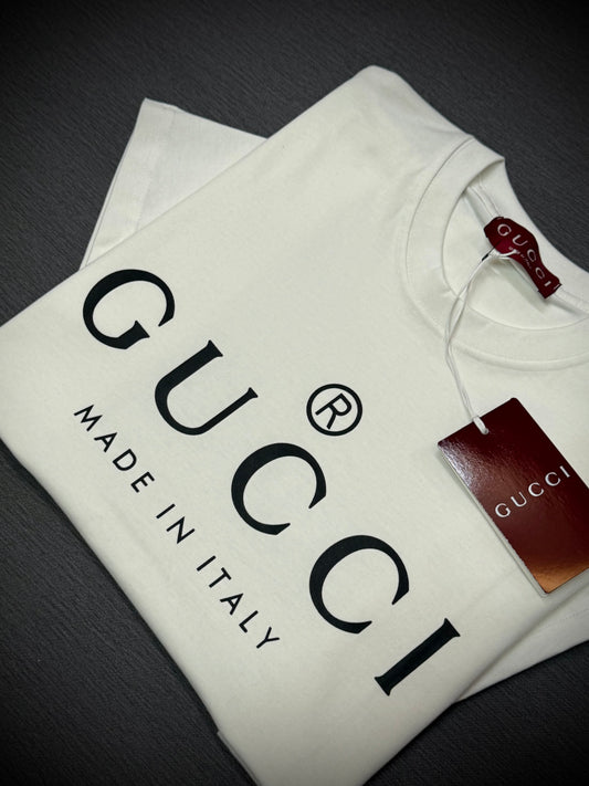 CAMISETA TURCA GUCCI BLANCA LOGO NEGRO