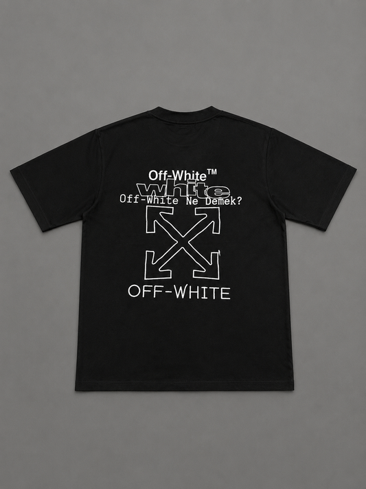 CAMISETA TURCA OFF WHITE NEGRA BORDADA